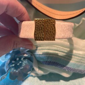 Haley White n Gold Magnetic Clasp RusticCuff Haley